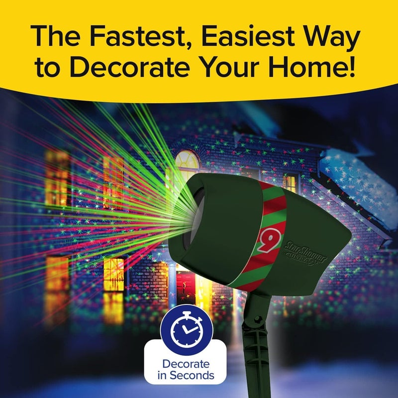 Star Shower AS-SEEN-ON-TV with 9 Enhanced Modes for Spectacular Outdoor Holiday Laser Lighting with Thousands of Lights Covering 3200 Square feet, Green, 8.5 in - Image 2